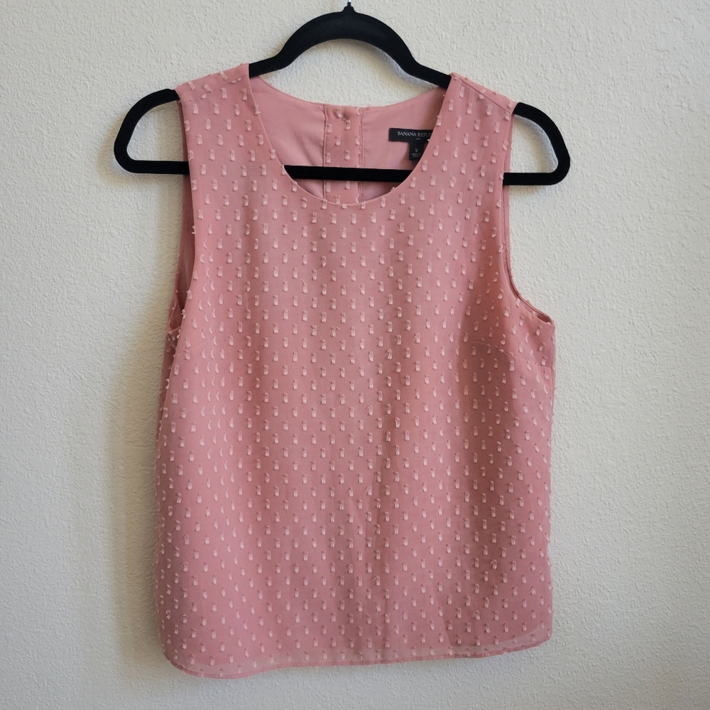 Banana Republic Dusty Rose Textured Lined Tank With Back Buttons Ladies Small
